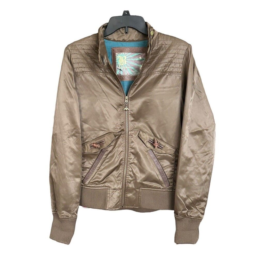 B By‎ Burton Nylon Jacket Womens Size M Lined Full Zip Heavy Comfort Brown #X4-5